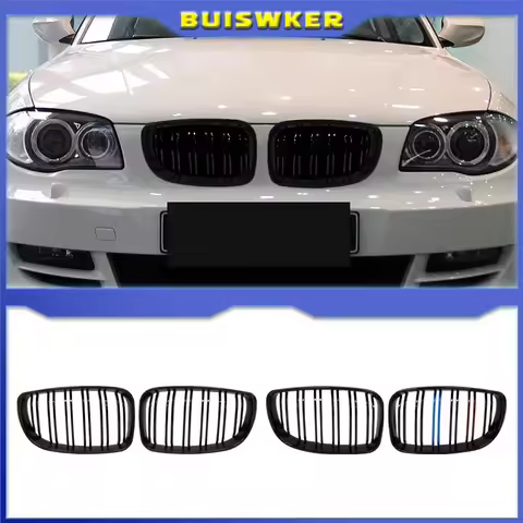 For BMW E81 E87 E82 E88 128I 130I 135I 2007-2011 Car Replacement Racing Grille Gloss Black Front Kid
