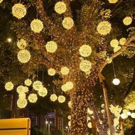 LED藤球燈戶外防水掛樹圓球燈一拖三一拖五太陽能街道工程裝飾燈