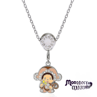 Monchhichi น่ารัก สนุกสร้อยคอไทเทเนียมเหล็กผู้หญิง เรียบง่าย สไตล์เกาหลี ลิง Zodiac Sign Choker N053