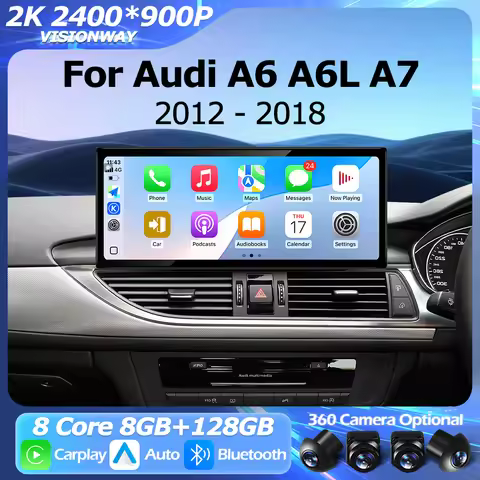 For Audi A6 A6L A7 2012-2018 Right Hand Drvie QLED 2400*900P Wireless Carplay Android 16 Auto Multim