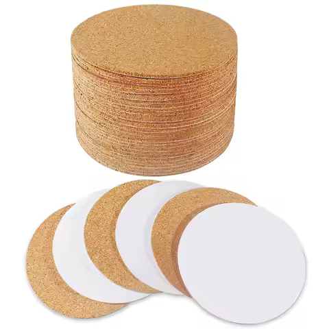 10pcs Sheets Round Cork Coasters 9cm/3.54inch Self-Adhesive Cork Mats Cork Backing Sheets for DIY Co