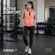 Clearance Gymshark Women Full Zip Hoodie Coral Grey Raglan Sleeve Drawcord Hood Zip Pocket Gym Yoga 