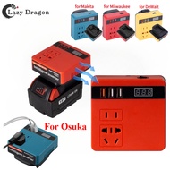 Lithium Battery Inverter for Makita/Osuka/Milwaukee/DeWalt Power Bank 18v 21v Multi-Function Househo