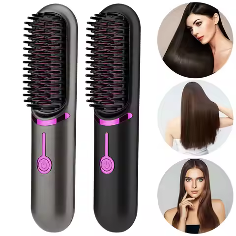 Wireless Hair Straightener 5200mAh Wireless Straight Hair Comb 3 Temp Setting Cordless Hair Straight