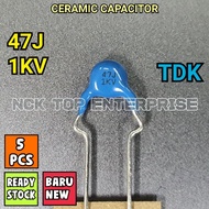 47 47J 1KV / 47J 3KV / 47pF 1000V 3000V 5pcs HIGH VOLTAGE CERAMIC CAPACITOR TDK MURATA
