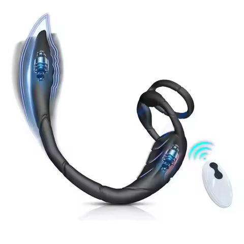 Remote control vibrating cock ring, anal plug for men, dual-vibration massage device for couples, ma