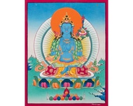 精美的虛空藏菩薩唐卡畫  擁抱天界智慧