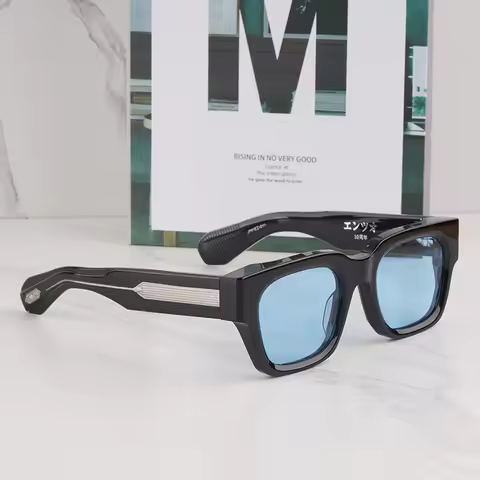ENZO DECADE COLLECTION Luxury Black Sunglasses for Men 2026 Trendy Original Hand Craft Thick Square 