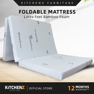 Kitchenz 2.5 inch Latex Feel Foldable Anti-Static Bamboo Foam Mattress with Carry Bag - Single HMZ-F