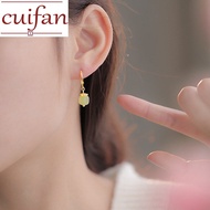 Original Womens 916 Gold Jade Earrings Retro Style Ear Buckles Elegant Ear Jewelry