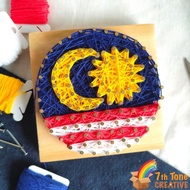10*10cm DIY Kraftangan Bendera Malaysia dgn Tali Kraf, Merdeka Handcraft String Art, Kids Handcraft 
