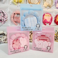 Spa Headband And Wristband 5PCS Set Skincare Headband For Washing Face Hair Claw Clips For Thick Hai