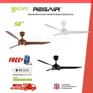 REGAIR INOVO Oliv Kipas Siling Ceiling Fan 3 Blades With Remote Control 58 Inch Inovo Ceiling Fan