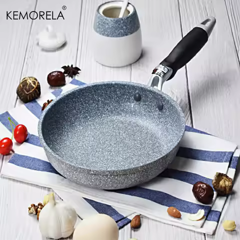 KEMORELA 28/26/24/20cm Stone Frying Pan Wok Non-stick Pan Skillet Cauldron Induction Cooker Pan Panc