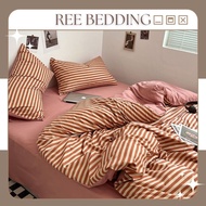 Bộ chăn ga gối Cotton TC REE Bedding hoạ tiết caro Hàn Quôc CTC252 M5 SỌC ĐỎ đủ size giường nệm