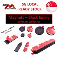 Magnets + 3M Tape Black Epoxy Rust Resistant Neodymium Magnet with Adhesive Tapes 5952 4920 300LSE