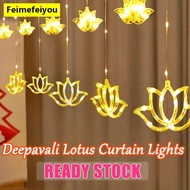 4M Lotus Curtain Light Deepavali Decoration items Happy Diwali Festival Decor 8 Modes Diwali Icicle 