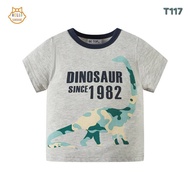 🩶 Children's T-Shirt Cotton Fabric 1 Gray Shirt Camouflage Dinosaur Pattern 1982