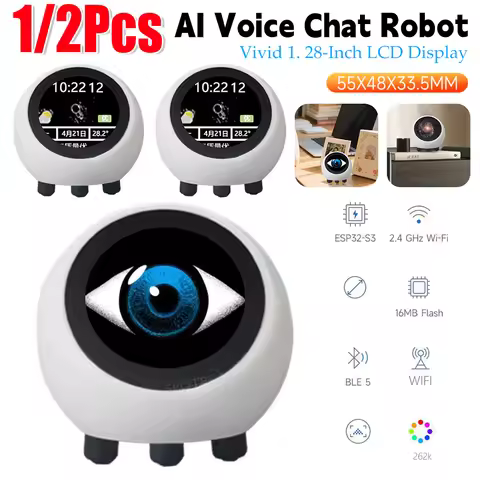 1/2PCS DeepSeek XiaoZhi AI Voice Chat Robot LCD Display Smart Assistant Robot Electronic EYE Clock D