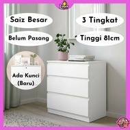 3 TINGKAT Chest Drawer 3 Layer Storage Almari Laci Cabinet Rak Baju Kabinet Bilik Tidur Anak Pakaian