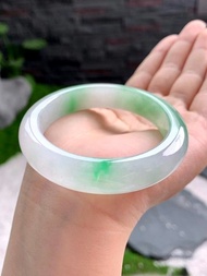 冰種翡翠天然翡翠玉鐲A玉手鐲 玉鈪 • 冰種陽綠白底青翡翠福鐲