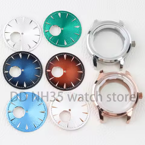 35mm Watch Dial NH38 Dial Hands 40mm Arched Glass Case Rose/Silver for Cocktail Time Presage NH38 Mo