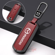 【Logo Buckle】Alloy Car Key Case Comfortable Leather Key Protection Cover For Mazda 2 Demio 3 6 CX3 C