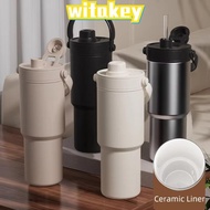 WITAKEY Travel Mug, Portable 24OZ Cold Coffee Cup, Easy to Use Inner Ceramics Insulated 735ML Insula
