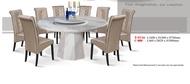 TTC16 C-800 1+6 Seater Round Table Grade A Marble Dining Set With High Quality Turkey Leather Cushion Chair / Dining Table / Dining Chair / Meja Makan / Kerusi Meja Makan / Buffet Makan Meja / Meja Party Makan Weekend