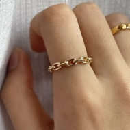 Chain Ring 14K Gold Plated Tarnish Resistant Adjustable Ring