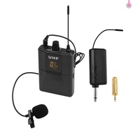 UHF Wireless Microphone System with Microphone Body-pack Transmitter and Receiver 6.35mm Plug with 3.5mm Adapter for Speaker Audio Mixer DVD [Tpe1]
