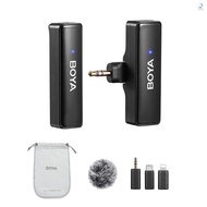 BOYA BOYALINK A1 2.4GHz Wireless Lavalier Microphone System Clip-on Microphone 100m Transmission Range Noise Reduction Auto Sync with Receiver + Transmitter + 3pcs Adapters Compati