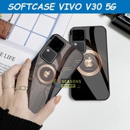 Vivo V30 5G Glass Softcase 2024 Full Cover Camera Protector for Mobile Phones with Logo Motif iphone