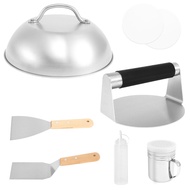 7 ชิ้นสแตนเลสสตีล Smash Burger Kit สวมใส่ Non Stick Burger กดชุดเครื่องล้างจานปลอดภัยเบอร์เกอร์ทําชุ