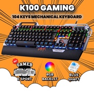 YINDIAO K100 Mechanical Gaming Keyboard RGB Backlit Metal AXIS Keyboard 104 Anti-Ghosting Keys Mecha
