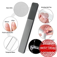 Black Square Transparent Nano Nail File Polished Glass File Nail B9i5