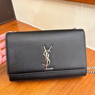 YSL 黑荔枝銀LOGO掀蓋鏈包