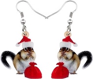 Acrylic Christmas Nut Squirrel Dangle Earrings Fashion Jewelry For Women Girls Ladies Funny Gift