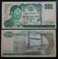 uang 25 rupiah sudirman thn 1968 kondisi xf