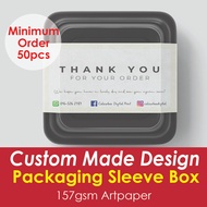[ 50pcs/100pcs slices sleeve ] Custom Design Printing Packaging Paper Sleeve Box 157gsm Artpaper foo