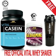 Vital Casein Halal 1kg, 24g Protein, 33 ser 0g Gula,104 Cal+Glutamine PN Halal 50ser 250g+FREE Shake