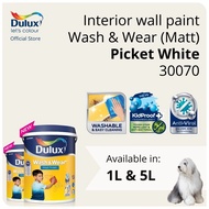 Dulux Interior Wall Paint - Picket White (30070) (Washable / KidProof / Anti-Viral) (Wash &amp; Wear Matt) - 1L / 5L