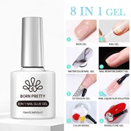 BORN PRETTY 10ml 8-in-1 Glue Gel Function Gel Nail Extension Gel 24pcs Fake Nails UV Lamp Nail Art G