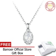 BAMOER สร้อยคอจี้เพชรโมอิส1กะรัตสำหรับผู้หญิงคุณภาพสูง925เงินสเตอร์ลิงงานแต่งงานพราวเครื่องเพชรพลอยเ