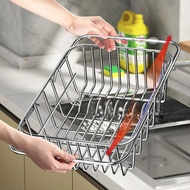 Adjustable Dish Drying Rack Stainless Steel Dish Drainer Fruit Vegetable Drainer Kitchen Sink Drain Holder Storage Rack