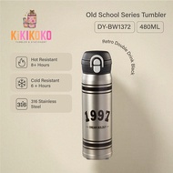 KIKIKOKO Old School Series Black 316 Stainless Steel Multi-Drink Tumbler Cold & Hot 480ml Bottle Wit