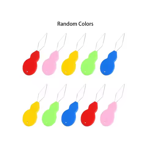 10Pcs Needle Threader Random Color Gourd Shaped Needle Threader Plastic Wire Loop for Needle Needles