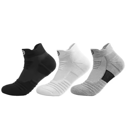 3 Pairs Men's Basketball Socks Thickened Towel Bottom Professional Running Cycling Sports Socks Blac