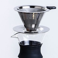 GELLIS加厚28.5%12.34cm 4孔分流600目免濾紙防燙304雙層咖啡濾杯