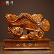 Ukiran Kayu Hiasan Ikan Naga Emas Ikan Haiwan Kraf Ukiran Kayu Hiasan Kayu Merah Ruang Tamu Hiasan S